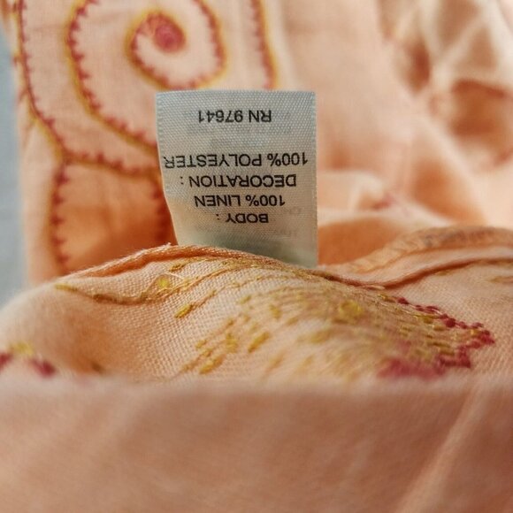 J Jill Womens Orange 100% Linen Long Sleeve Tunic Top Button Down Embroidered M - Picture 13 of 14